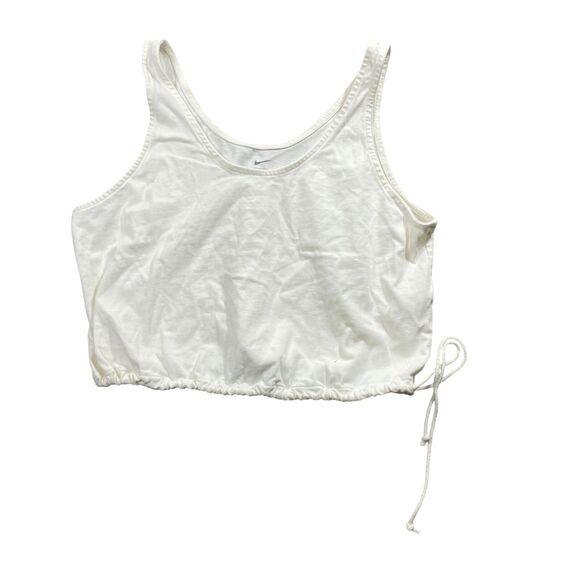 Nike Medium Ivory Crop Top 100%‎ Cotton Sleeveless Drawstring Hem - Picture 1 of 5